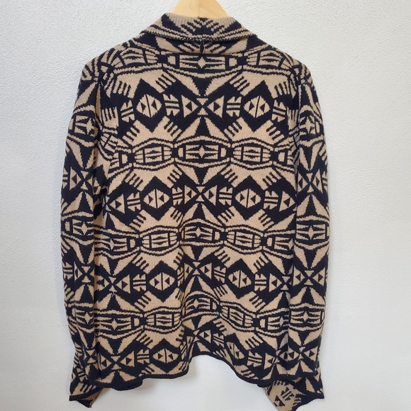 Forever 21 tan black waterfall cardigan sweater tribal print boho size medium - Picture 3 of 16